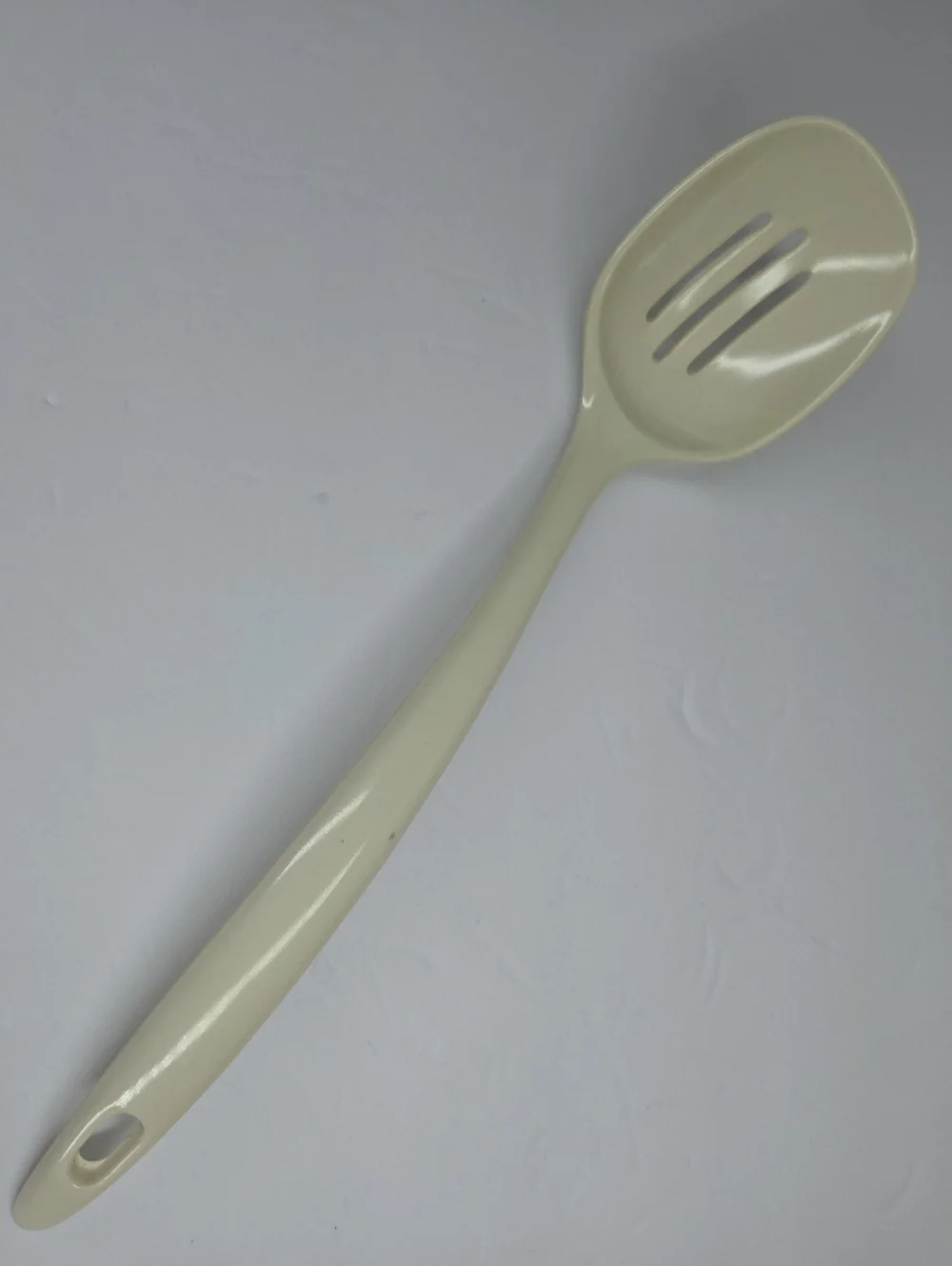 Vtg Taiwan Melamine Off White Slotted Spoon Hard Plastic Utensil